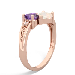 Amethyst Snuggling Hearts 14K Rose Gold ring R2178