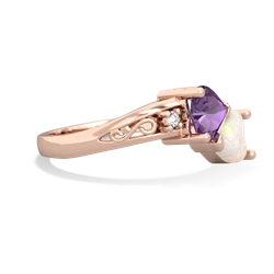 Amethyst Snuggling Hearts 14K Rose Gold ring R2178