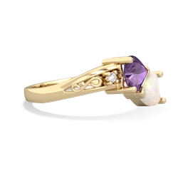 Amethyst Snuggling Hearts 14K Yellow Gold ring R2178