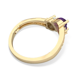 Amethyst Snuggling Hearts 14K Yellow Gold ring R2178