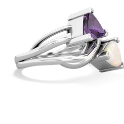 Amethyst Split Band Swirl 14K White Gold ring R2341