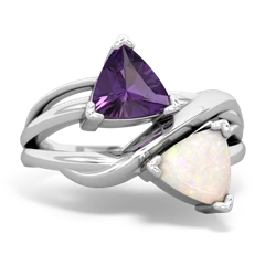 Amethyst Split Band Swirl 14K White Gold ring R2341