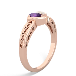 Amethyst Filligree 'One Heart' 14K Rose Gold ring R5070