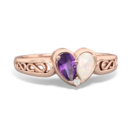 Amethyst Filligree 'One Heart' 14K Rose Gold ring R5070