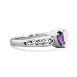 Amethyst Filligree 'One Heart' 14K White Gold ring R5070