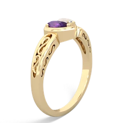 Amethyst Filligree 'One Heart' 14K Yellow Gold ring R5070