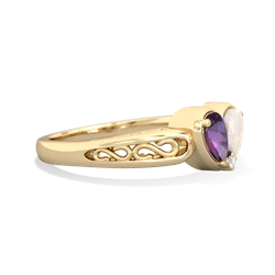 Amethyst Filligree 'One Heart' 14K Yellow Gold ring R5070