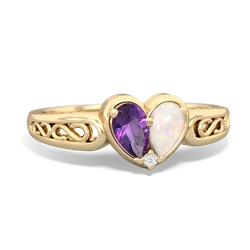 Amethyst Filligree 'One Heart' 14K Yellow Gold ring R5070