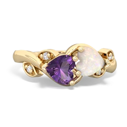 Amethyst Floral Elegance 14K Yellow Gold ring R5790