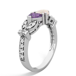 Amethyst Diamond Butterflies 14K White Gold ring R5601
