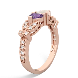 Amethyst Diamond Butterflies 14K Rose Gold ring R5601