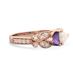 Amethyst Diamond Butterflies 14K Rose Gold ring R5601