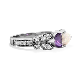 Amethyst Diamond Butterflies 14K White Gold ring R5601