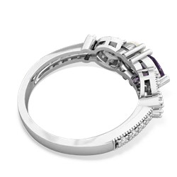 Amethyst Diamond Butterflies 14K White Gold ring R5601