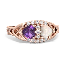 Amethyst Sparkling Celtic Knot 14K Rose Gold ring R2645