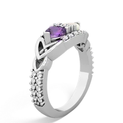 Amethyst Sparkling Celtic Knot 14K White Gold ring R2645