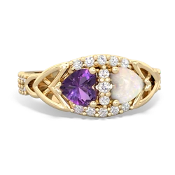 Amethyst Sparkling Celtic Knot 14K Yellow Gold ring R2645