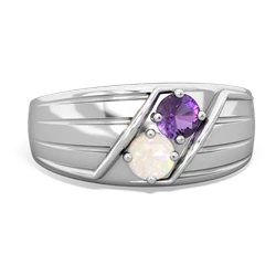 Amethyst Men's Streamline 14K White Gold ring R0460