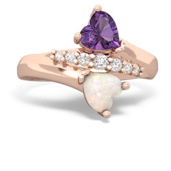 Amethyst Heart To Heart 14K Rose Gold ring R2064