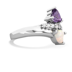 Amethyst Heart To Heart 14K White Gold ring R2064