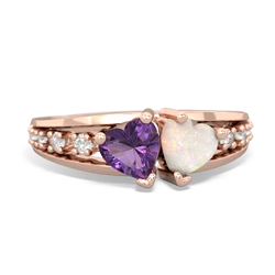 Amethyst Heart To Heart 14K Rose Gold ring R3342