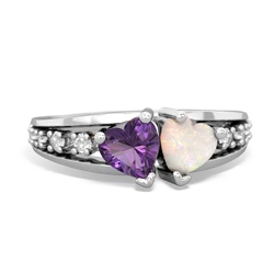 Amethyst Heart To Heart 14K White Gold ring R3342