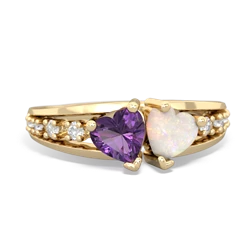 Amethyst Heart To Heart 14K Yellow Gold ring R3342