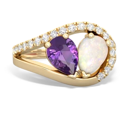 Amethyst Nestled Heart Keepsake 14K Yellow Gold ring R5650