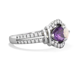 Amethyst Art-Deco Keepsake 14K White Gold ring R5630