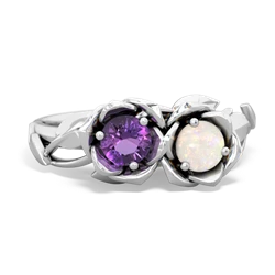 Amethyst Rose Garden 14K White Gold ring R5510