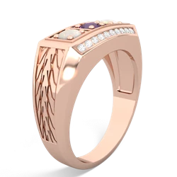 Amethyst Three Stone Tire Tread Men's 14K Rose Gold ring R0520