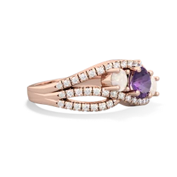 Amethyst Three Stone Aurora 14K Rose Gold ring R3080