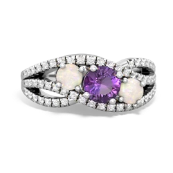 Amethyst Three Stone Aurora 14K White Gold ring R3080