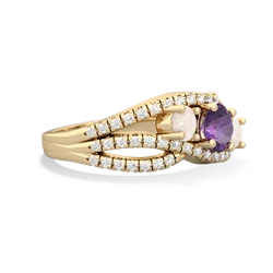 Amethyst Three Stone Aurora 14K Yellow Gold ring R3080