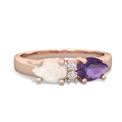 Amethyst Pear Bowtie 14K Rose Gold ring R0865