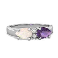 Amethyst Pear Bowtie 14K White Gold ring R0865