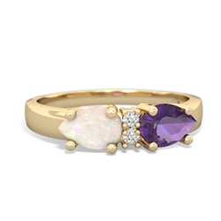 Amethyst Pear Bowtie 14K Yellow Gold ring R0865