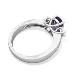 Amethyst Three Stone Oval Trellis 14K White Gold ring R4024