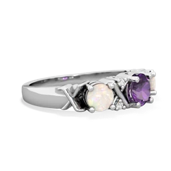 Amethyst Hugs And Kisses 14K White Gold ring R5016