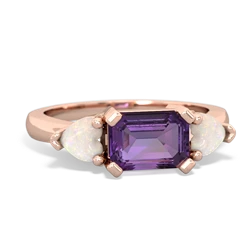 Amethyst Three Stone 14K Rose Gold ring R5235