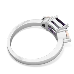 Amethyst Three Stone 14K White Gold ring R5235