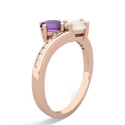 Amethyst Channel Set Two Stone 14K Rose Gold ring R5303