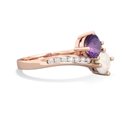 Amethyst Channel Set Two Stone 14K Rose Gold ring R5303