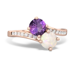 Amethyst Channel Set Two Stone 14K Rose Gold ring R5303