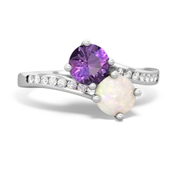 Amethyst Channel Set Two Stone 14K White Gold ring R5303