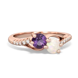 Amethyst Infinity Pave Two Stone 14K Rose Gold ring R5285