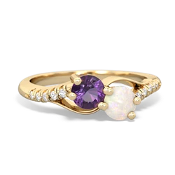 Amethyst Infinity Pave Two Stone 14K Yellow Gold ring R5285