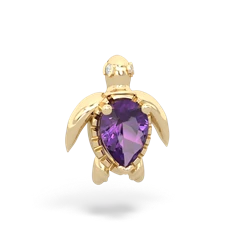 Amethyst Baby Sea Turtle 14K Yellow Gold pendant P5241