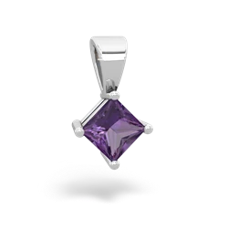 Amethyst 5Mm Princess Solitaire 14K White Gold pendant P1789