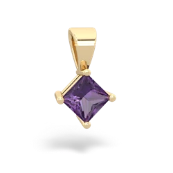 Amethyst 5Mm Princess Solitaire 14K Yellow Gold pendant P1789